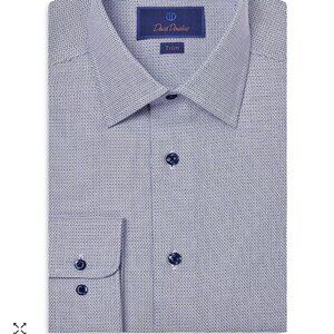 David Donahue Trim Fit Textured Dobby Dress Shirt